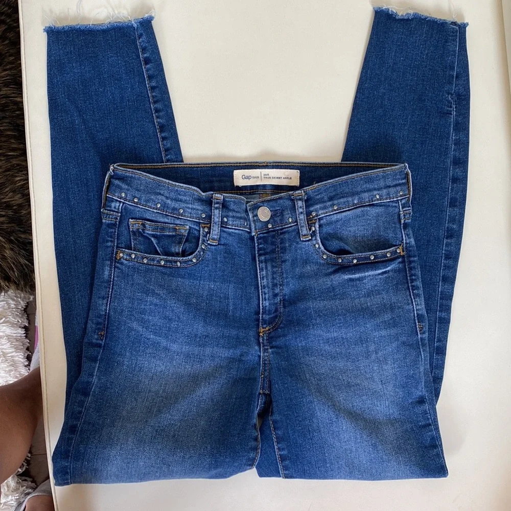 GAP1969 True Skinny Ankle Jeans with Silver Stud Detail-26R - Picture 4 of 8